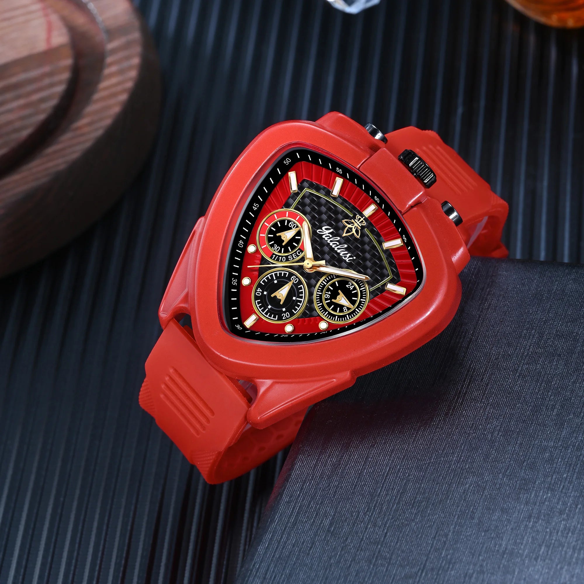 YaLaLuSi Men's Watch: Water-Resistant Quartz Bracelet Watch with Triangular Dial, Mechanical Dial, Gift Watch for Boys