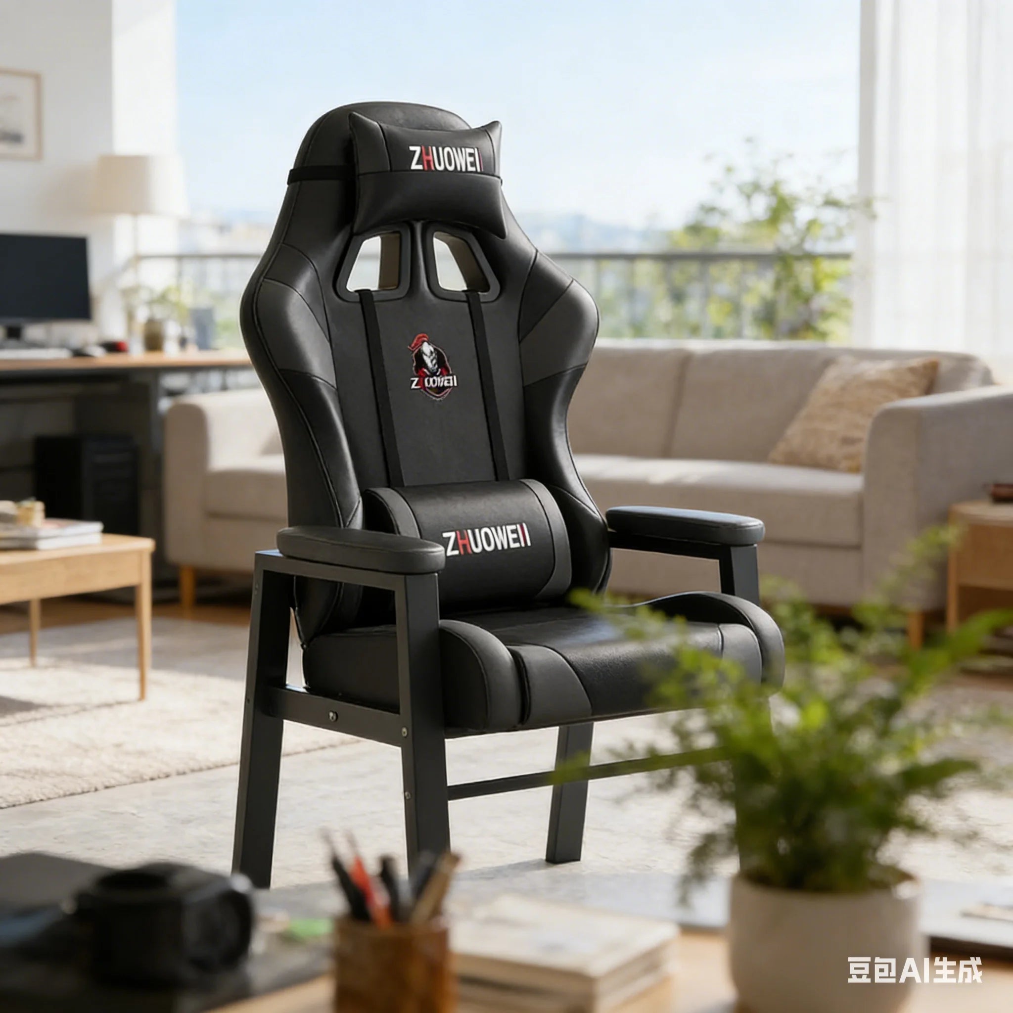 AOLIVIYA Modern Comfortable Long Sitting Home Computer Chair, Fixed Foot Office Live Streaming Gaming Chess Room Special B716824