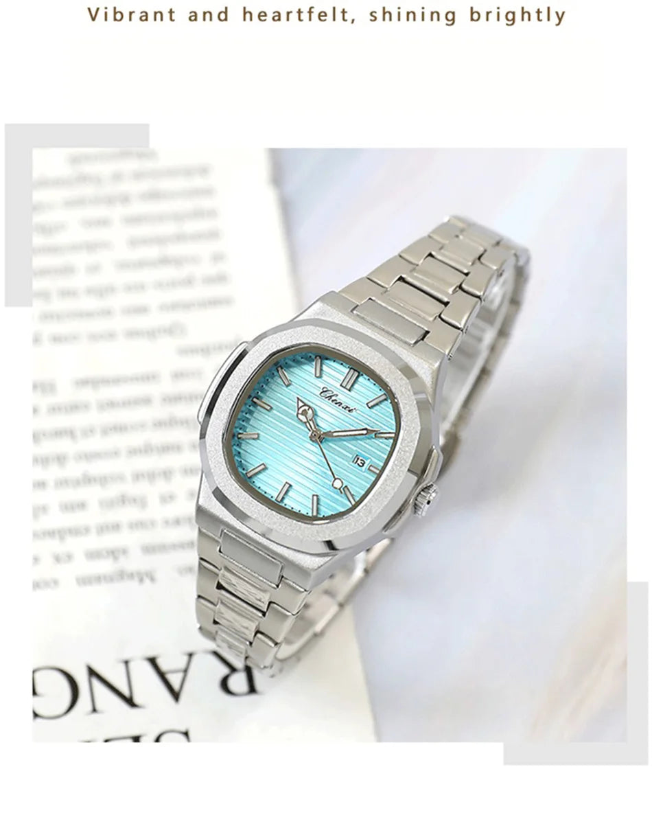 Watches For Woman Fashion Date Luminous Quartz Watch Silver Stainless Steel Clock Women's Stainless Steel Watch Waterproof