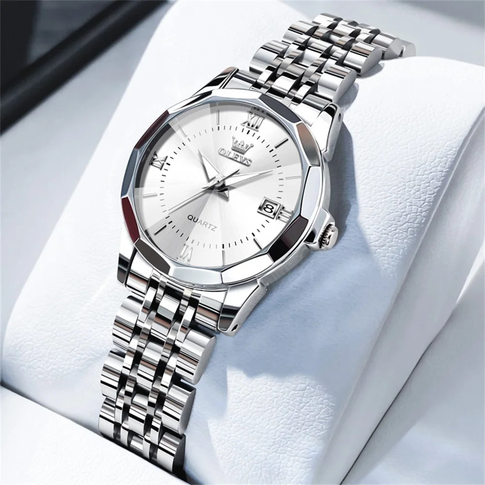 OLEVS 9931 Elegant Fashion Women's Watches Luxury Brand Original Quartz Watch forLadies Waterproof Stainless Steel Luminous Date