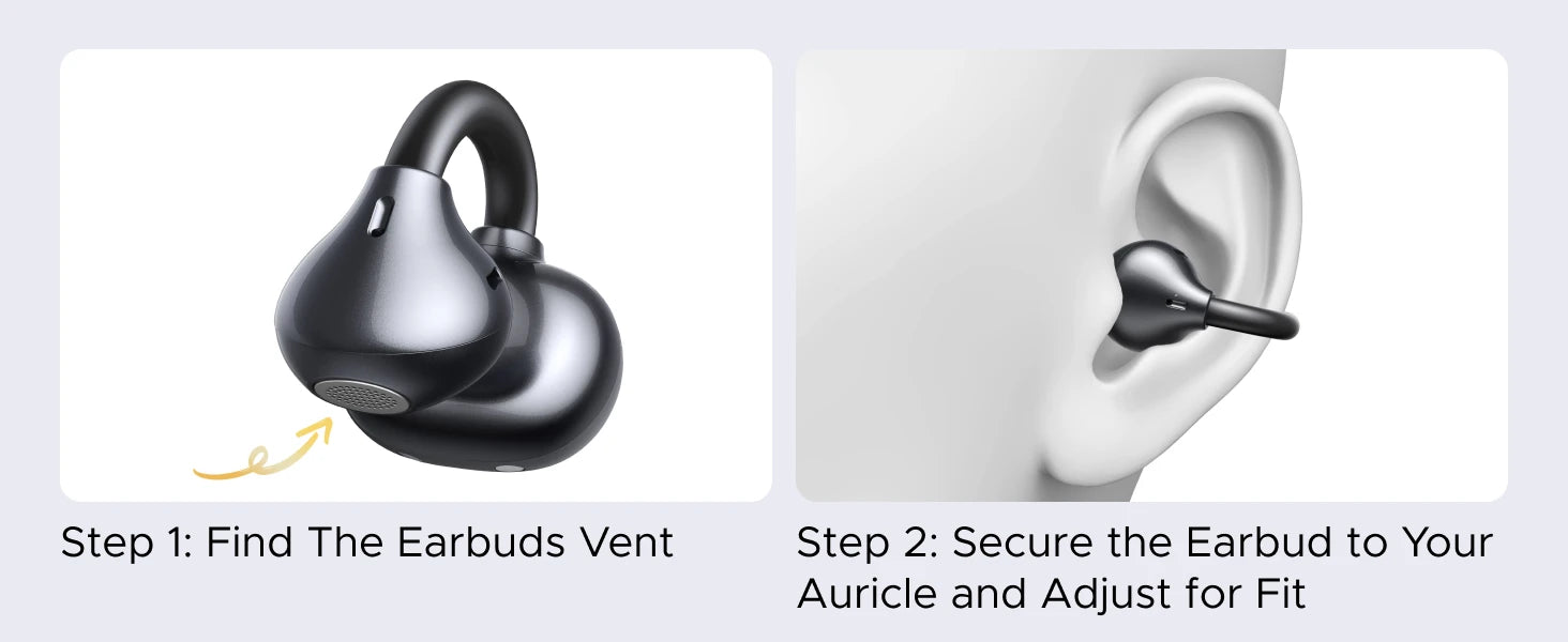 UGREEN ClipBuds Open-Ear Wireless Headphones Bluetooth 6.0 with 4 Mic Clear Call, Earbuds Clip on Earphones 30H Playtime