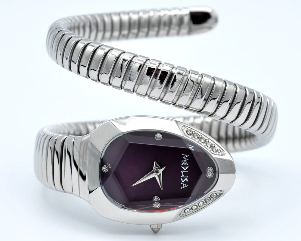 2026 High Quality Gold Diamond Set Snake Shaped Dress Watch Bangle Style Fashionable Unique Brand Same Style Women's Wristwatch