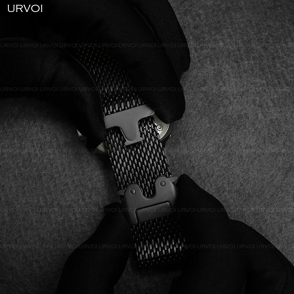 URVOI Band for Apple Watch Ultra 3 2 Series 11 10 9 8 SE stainless steel mesh strap for iWatch secure parachute buckle 46 49mm