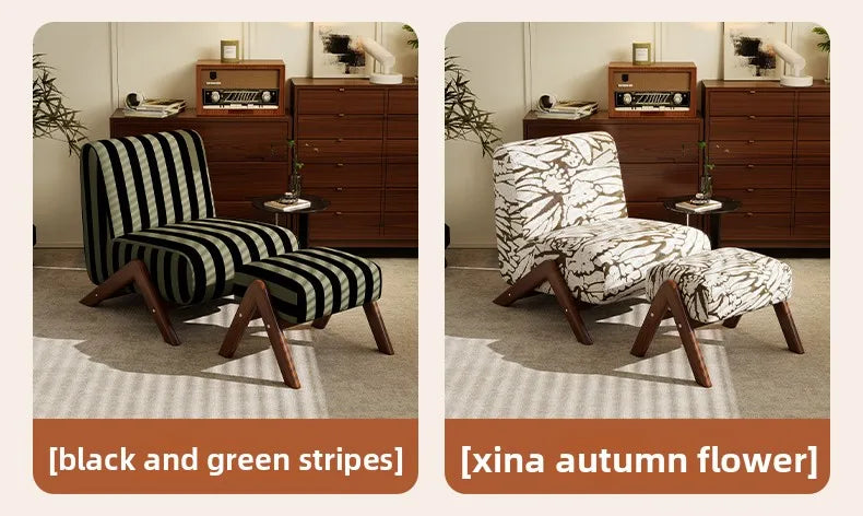 Single Sofa Chair with Antique Style, Lazy Living Room, Balcony, Leisure Chair, Zebra Chair, Solid Wood Designer Single Chairs