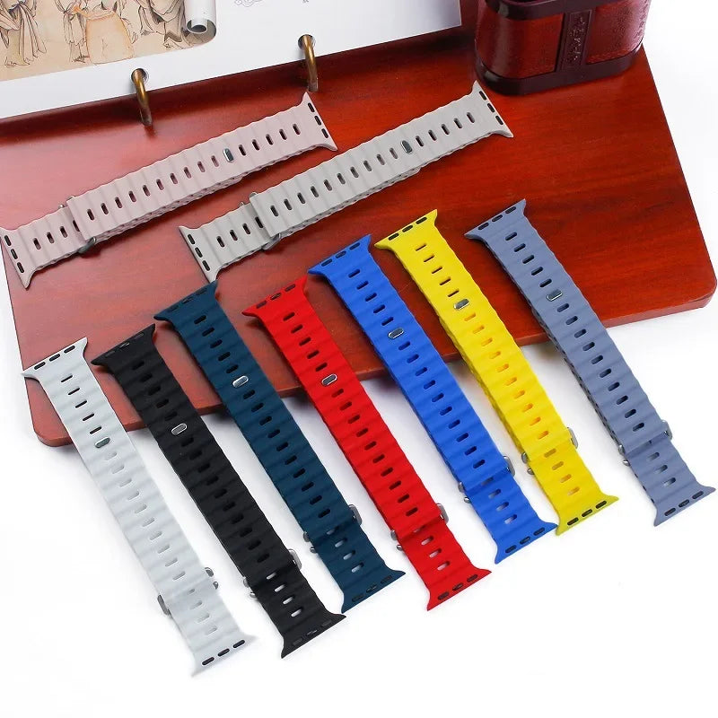 Ocean strap For Apple Watch Ultra 3 2 1 Band 49mm 11 10 9 8 7 46mm 45mm 41mm Silicone Wristband iWatch 6 5 4 SE3 44mm 40mm 42mm