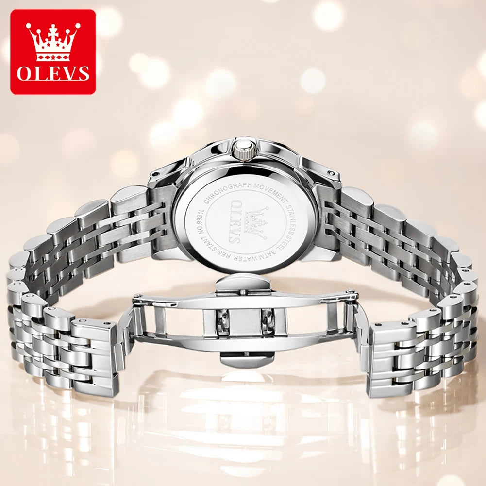 OLEVS 9931 Elegant Fashion Women's Watches Luxury Brand Original Quartz Watch forLadies Waterproof Stainless Steel Luminous Date