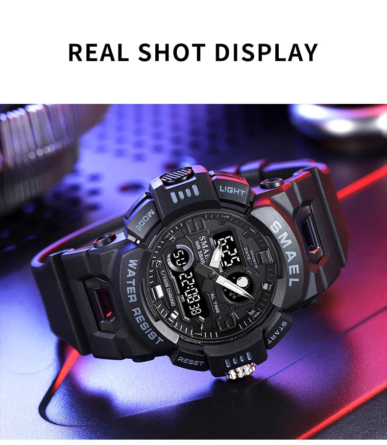 SMAEL Sport Watches Digital Watch LED 50m Waterproof Military Wristwatch Male Clocks 8063 Mens Watches  Stopwatches Alarm Clock