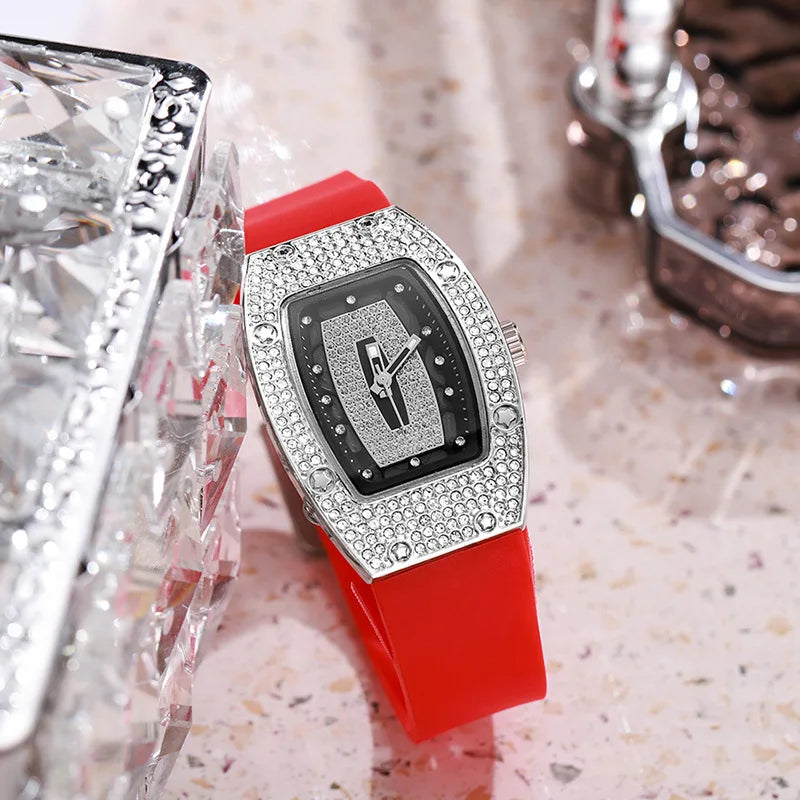 New Fashion Women Crystal Tonneau Watches For Woman Silicone Jelly Quartz Watch Students Gifts Reloj Mujer Ladies Wrist Watches