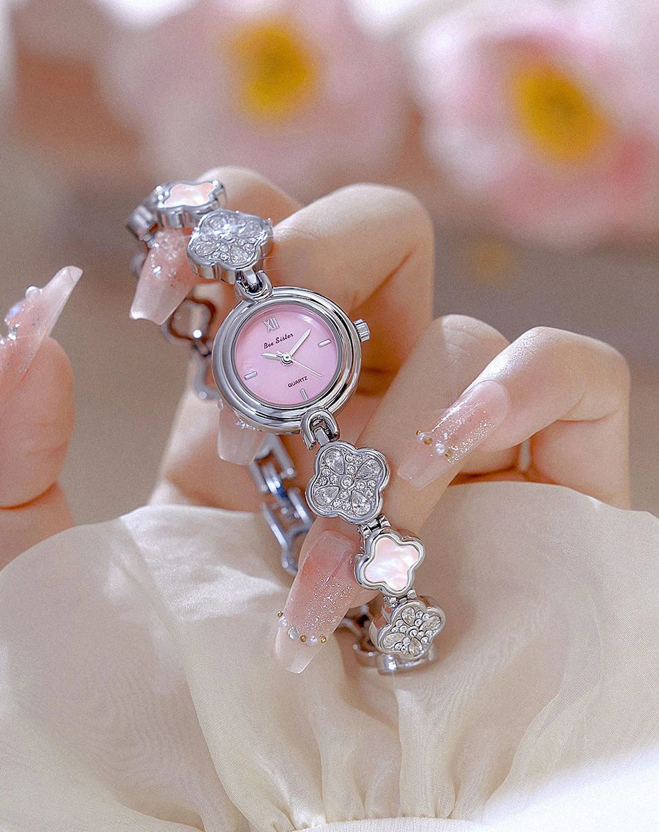 Women's Watch Natural Blue Shell Dial Bracelet Elegant Crystal Dress Watches for Women Fashion Luxury Small Quartz Ladies Clock