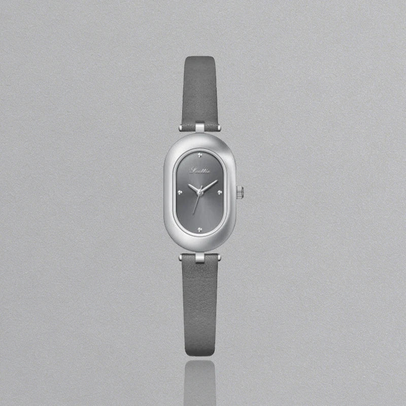 Womens Watch for Girls Wrist Quartz Reloj Sliver Grey Gold Orologio Ladies Luxury Oval Shaped Wristwatch Stainless Steel Clock