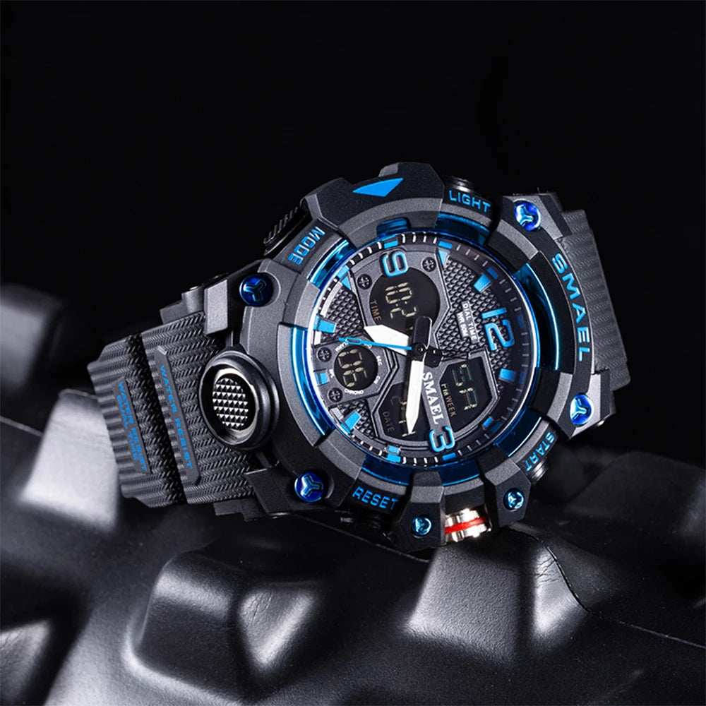 Sport Watch Military Watch For Men Alarm Clock Stopwatch LED Digital Back Light Dual Time Display 8008 Men's Watches Waterproof