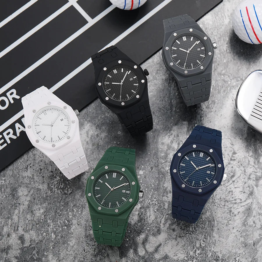 Top Fashion Men Luxury Calendar Watch Women Business Casual Quartz Watches Sports Plastic Watch Students Watches Reloj Hombre