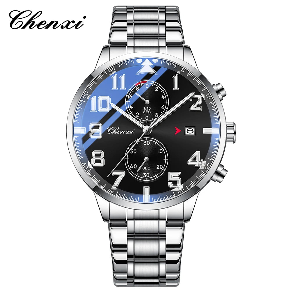Fashion Luxury Business Men's Wristwatch Round Dial Luminous Waterproof Calendar Chronograph Man Watch