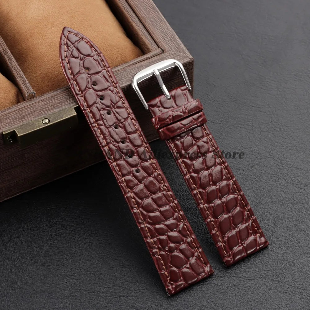 10/12/13/14/16/18/19/20/21/22mm Soft Cowhide Leather Watch Bands Crocodile Pattern Design Watch Straps Casual Business Bracelets