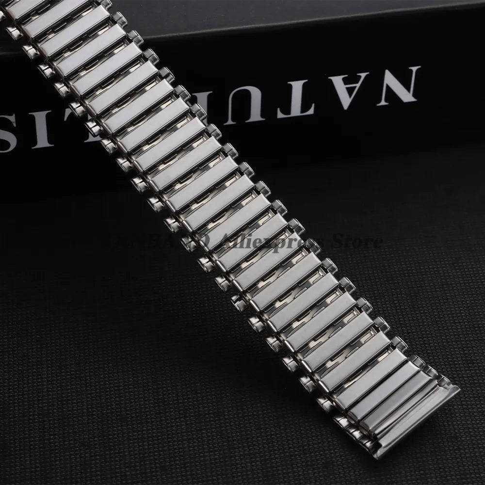 12mm 14mm 16mm 18mm 20mm 22mm Expansion Stainless Steel Watch Strap Elastic Metal Watchband Universal Men Women Watches Bracelet