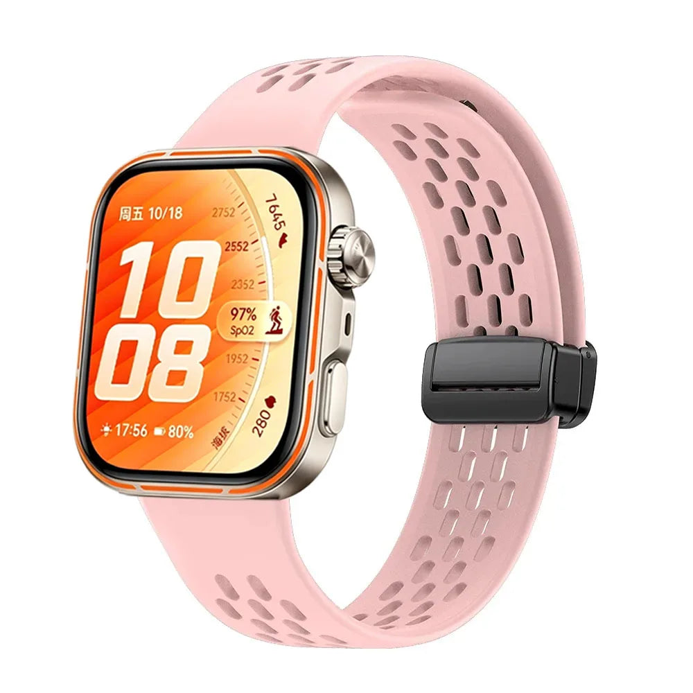 Original Silicone Strap For Huawei Watch Fit 5/4/3 Breathable Replaceable Magnetic Bracelet Band For Huawei Watch Fit 4/5 Pro