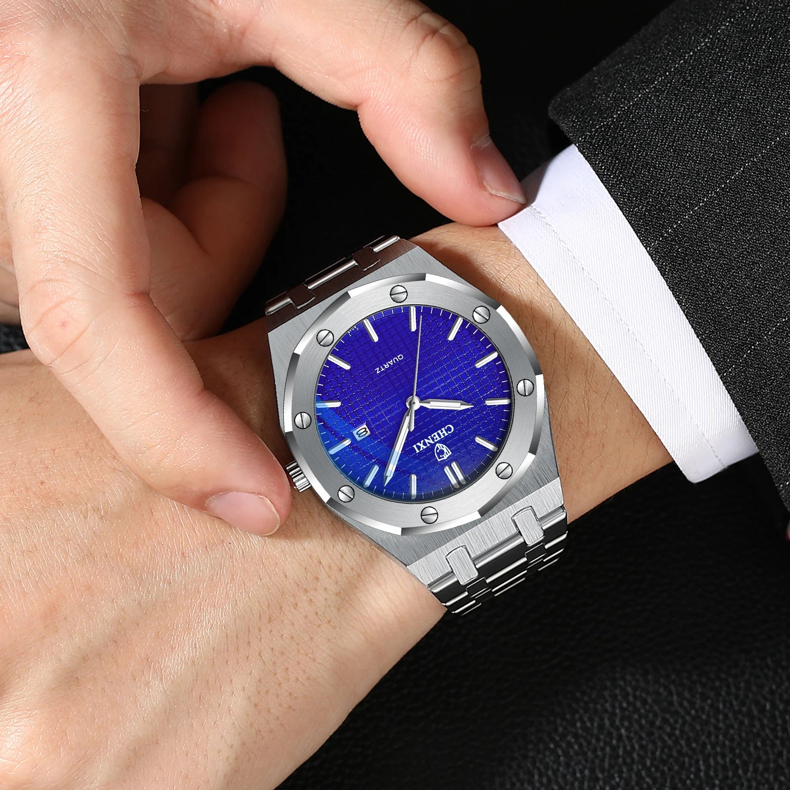 Mens Wacthes High Quality Waterproof Calendar Quartz Watch Men Original Stainless Steel Fashion Luminous Wristwatch Gifts Men