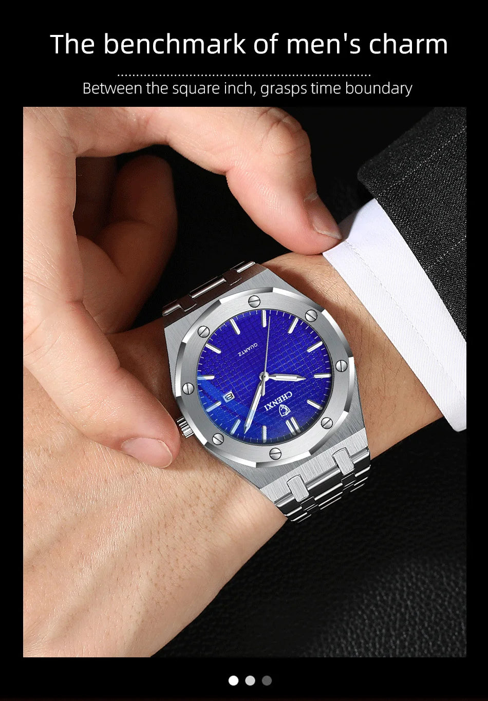 Mens Wacthes High Quality Waterproof Calendar Quartz Watch Men Original Stainless Steel Fashion Luminous Wristwatch Gifts Men