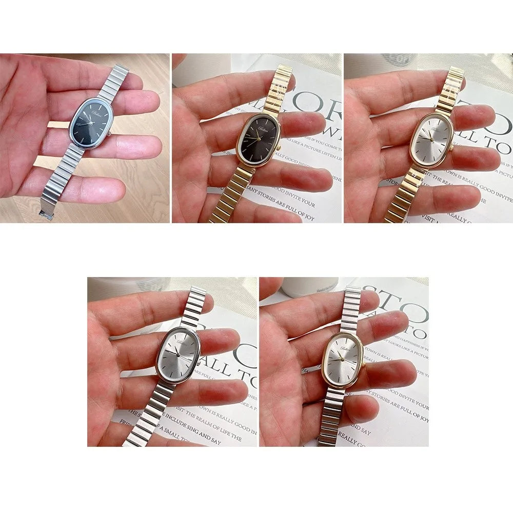 Gifts Oval Dial Quartz Watch Simple Fold-down Clasp Watch Women Watch Fashion Wristwatch