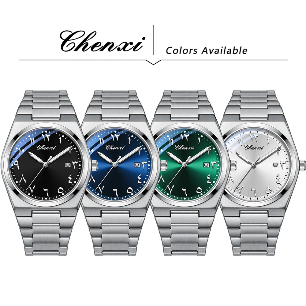 CHENXI Eastern Arabic Numerals Men's Wristwatch Business Casual Luminous Watches for Men Calendar Waterproof Quartz Man Watch