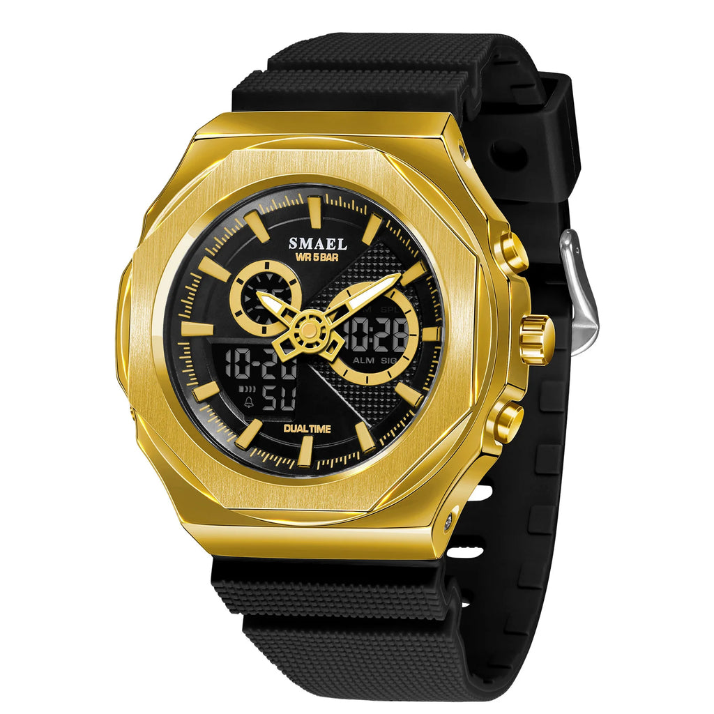 SMAEL Sport  Watches Women  50M Waterproof Lady Watches Pink Lover Gifts 8102 Dual Time Diaplay Watches Digital LED Back Light