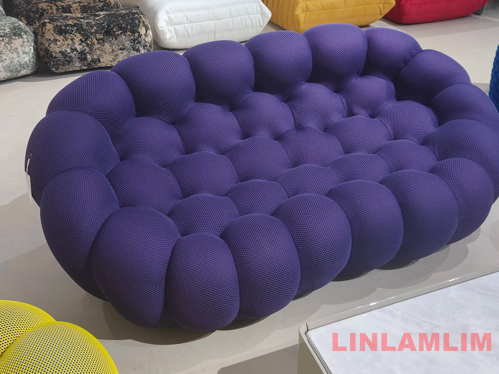 Linlamlim Modular Cloth Football Couch Contemporary Cloud-Shaped Sofa Fabric Curved Designer Sofa Set for Living Room or Office