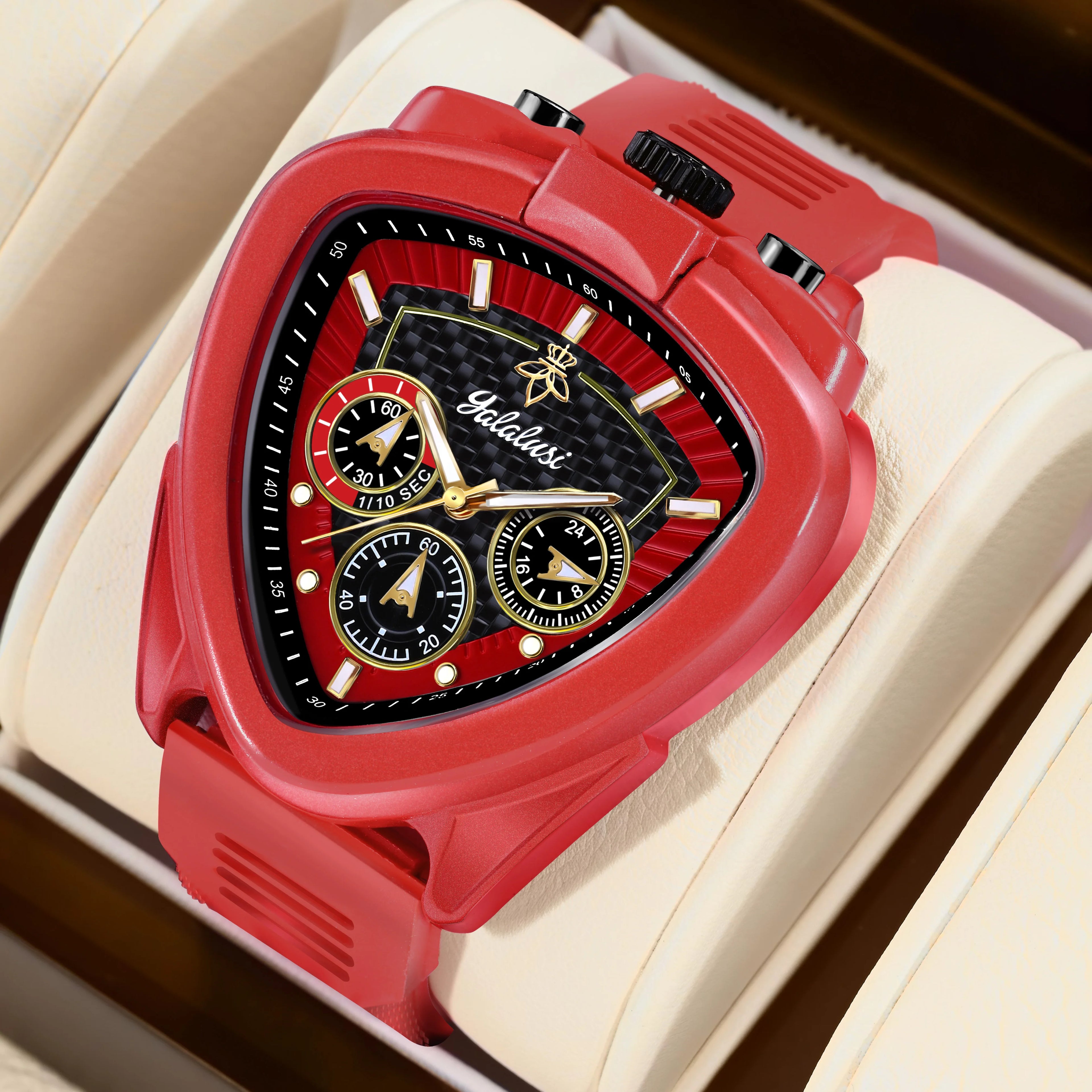 YaLaLuSi Men's Watch: Water-Resistant Quartz Bracelet Watch with Triangular Dial, Mechanical Dial, Gift Watch for Boys