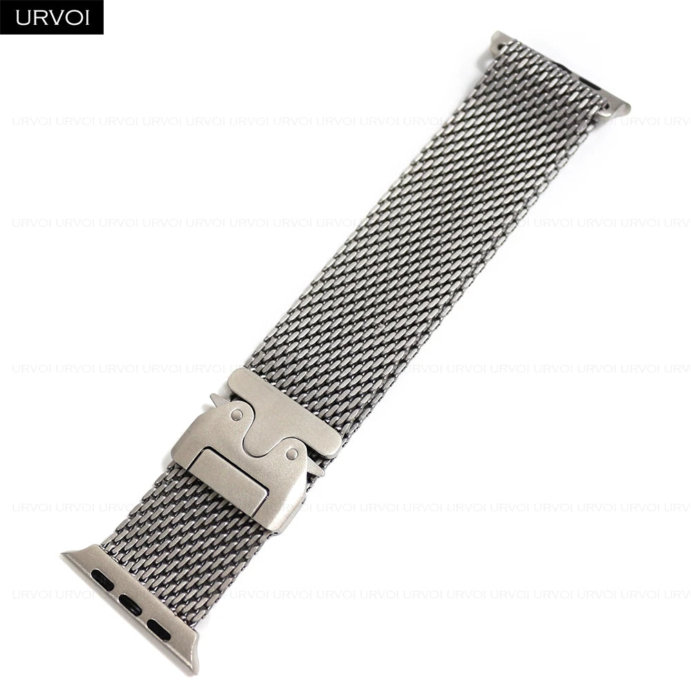 URVOI Band for Apple Watch Ultra 3 2 Series 11 10 9 8 SE stainless steel mesh strap for iWatch secure parachute buckle 46 49mm