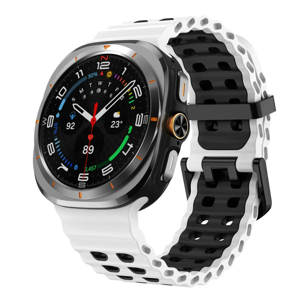 Two-color Silicone Strap for Samsung Galaxy Watch Ultra 47mm Ocean Original Official Wristband Galaxy Watch 8-7 Ultra 47mm Belt