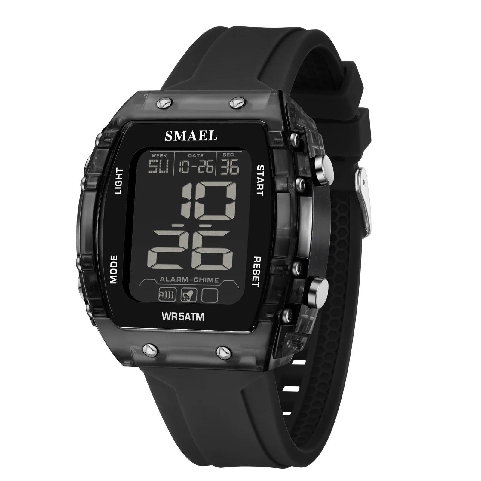 SMAEL Watches for Women LCD Digital Movement Silicone Strap Clock Fashion Trend Waterproof Sport Electronic Wristwatches Female