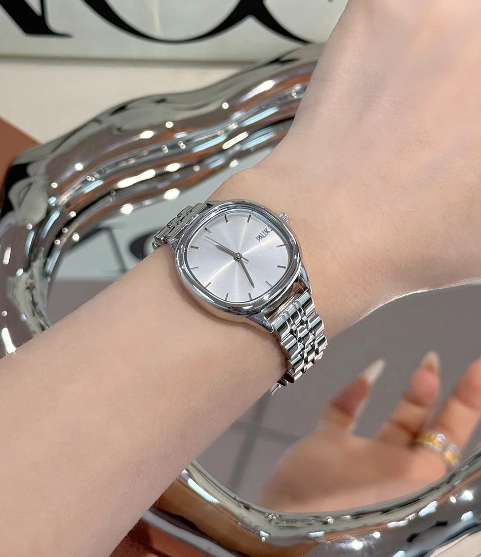 New Fashion Watch for Women Simple Japanese Quartz Wristwatches Ladies Small Gold Watch Elegant Stainless Steel Silver Clock