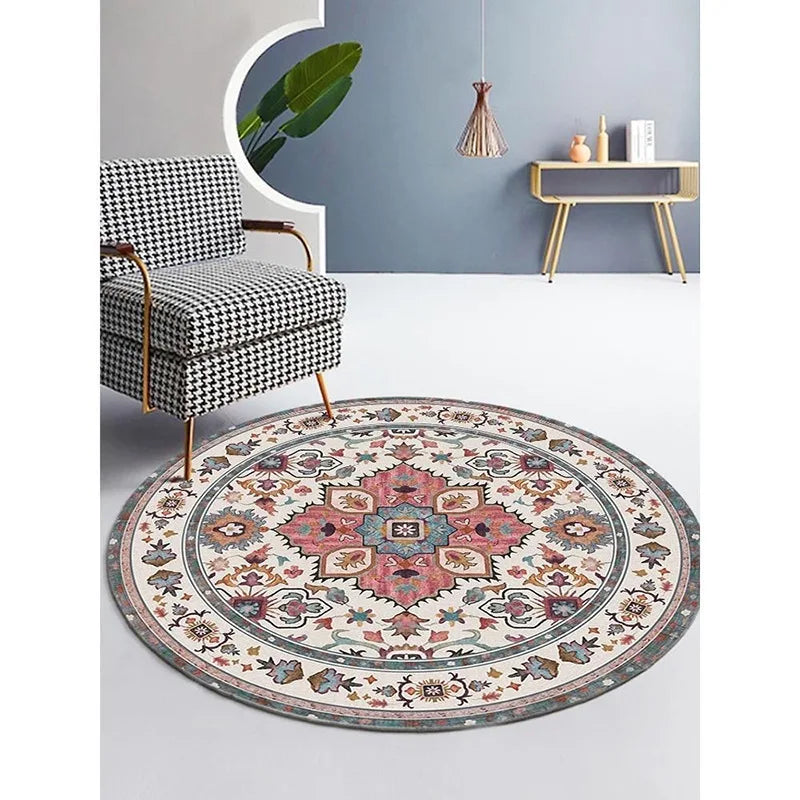 Moroccan Style Living Room Decoration Round Carpet Large Area Rugs for Bedroom Home Rocking Chair Floor Mat Washable Lounge Rug