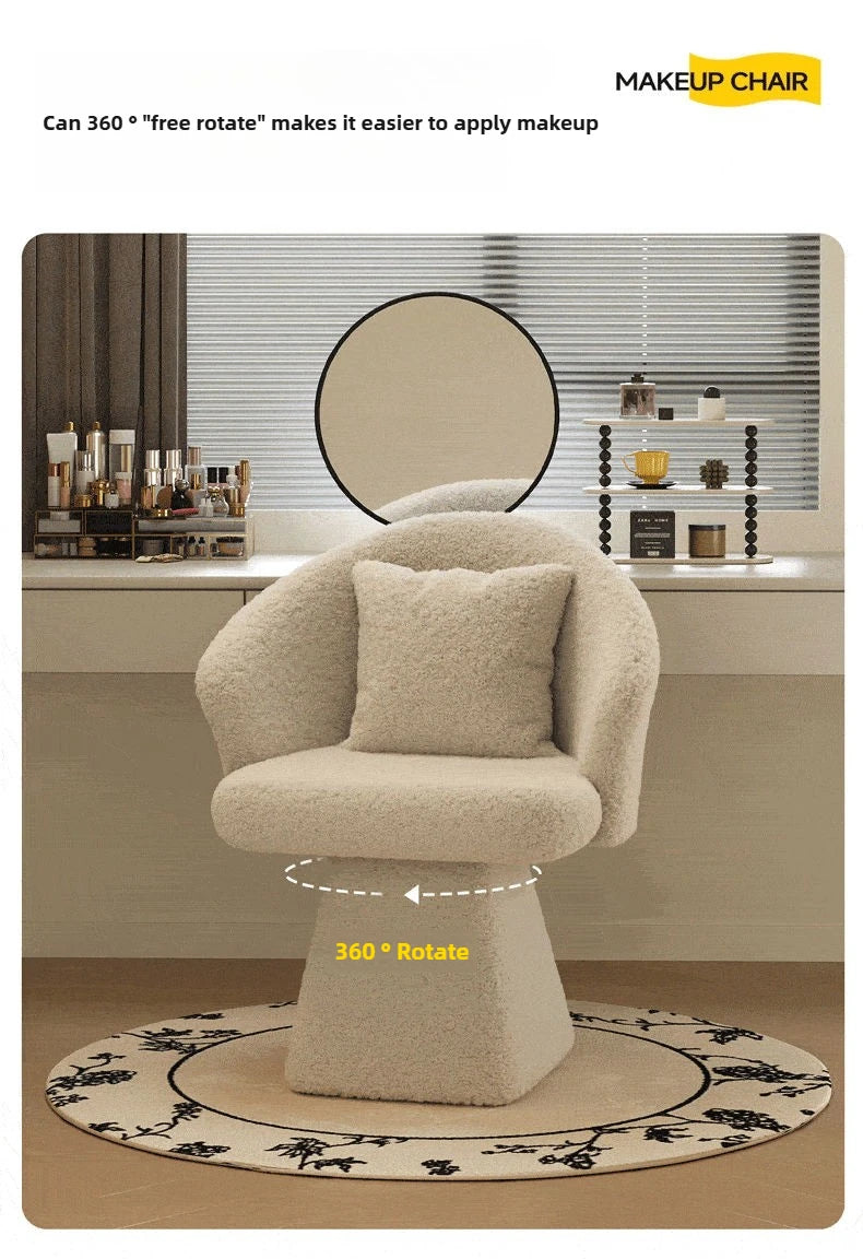 Dressing Table Chair, Rotatable Makeup Stool, Female Bedroom Princess, Light Luxury Nail Salon, Beauty Salon, Reception Chair