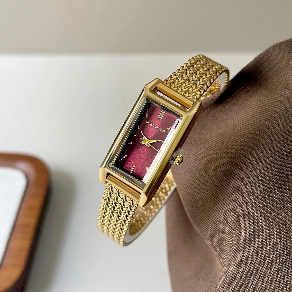 Women Watch for Girls Quartz Reloj Mujer Sliver Blue Gold Green Orologio Ladies Wristwatch Simple Vintage Rectangle Shaped Clock