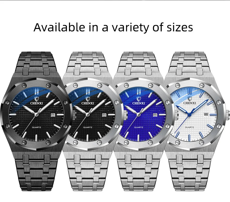 Mens Wacthes High Quality Waterproof Calendar Quartz Watch Men Original Stainless Steel Fashion Luminous Wristwatch Gifts Men