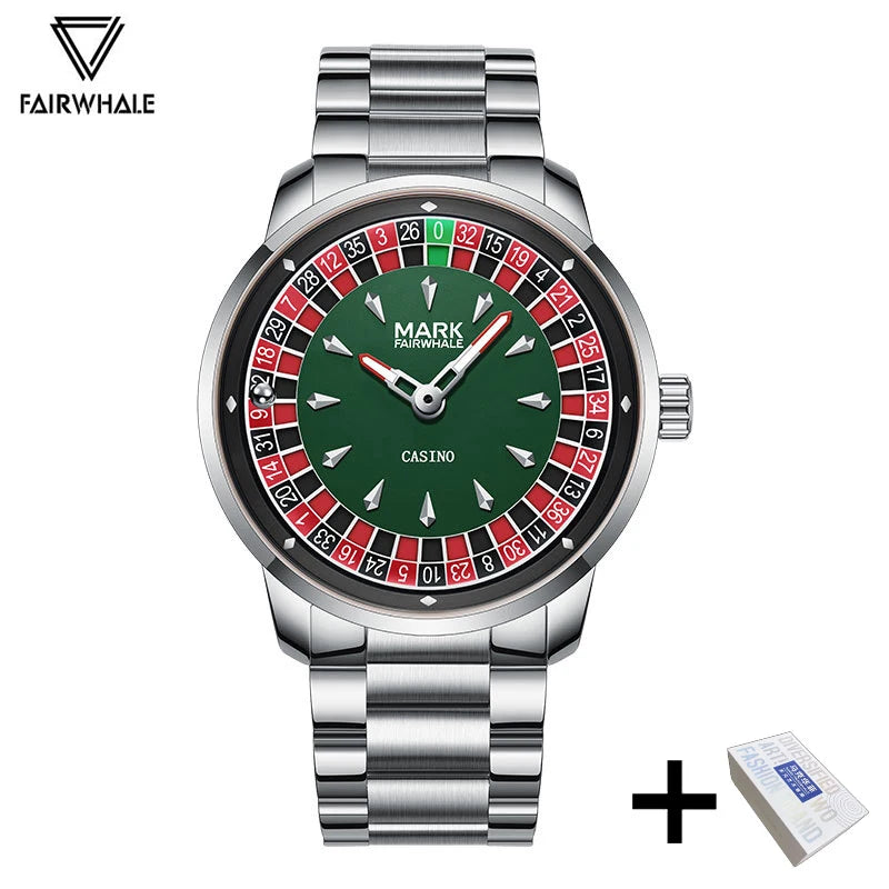 Mark Fairwhale Original Watch For Men Luxury Stainless Steel Clock Fashion Casual Fun Roulette Design Quartz Wristwatch 2025 New
