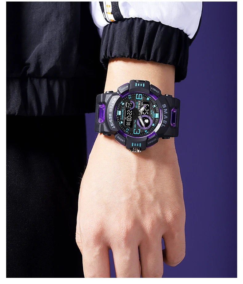 SMAEL Sport Watches Digital Watch LED 50m Waterproof Military Wristwatch Male Clocks 8063 Mens Watches  Stopwatches Alarm Clock