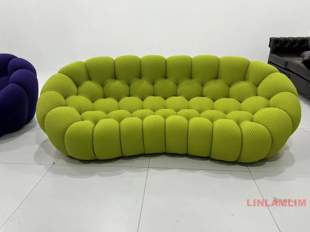 Linlamlim Modular Cloth Football Couch Contemporary Cloud-Shaped Sofa Fabric Curved Designer Sofa Set for Living Room or Office