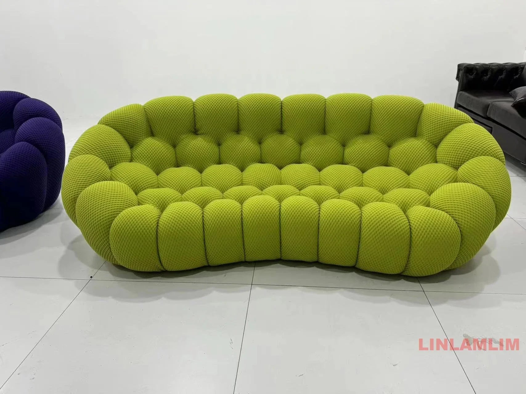 Linlamlim Modular Cloth Football Couch Contemporary Cloud-Shaped Sofa Fabric Curved Designer Sofa Set for Living Room or Office