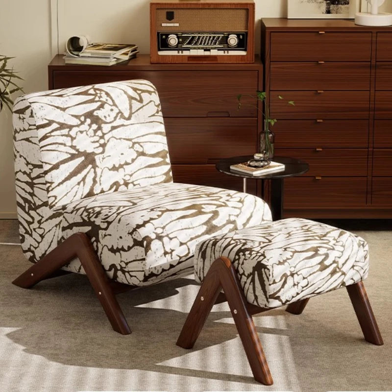 Single Sofa Chair with Antique Style, Lazy Living Room, Balcony, Leisure Chair, Zebra Chair, Solid Wood Designer Single Chairs