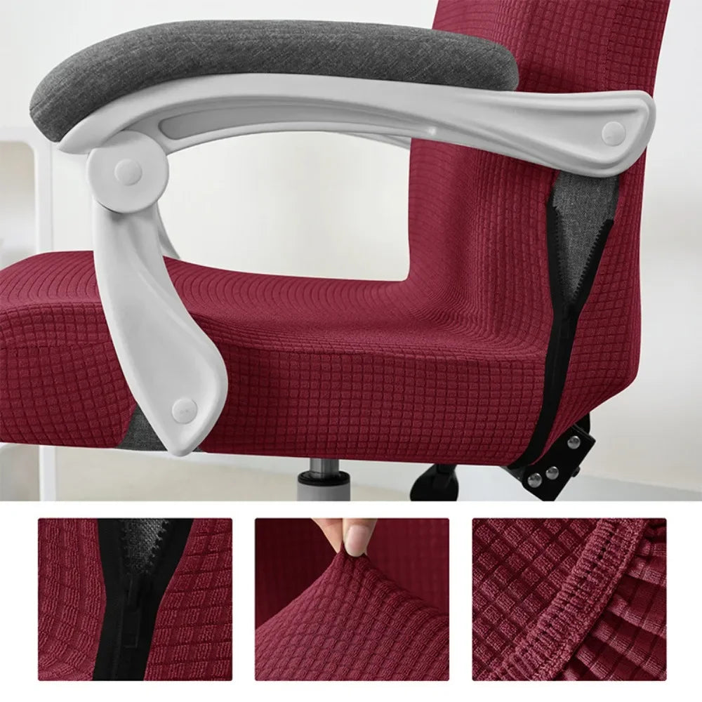 ARMFAVER Waterproof Office Chair Cover with Zipper Stretchable Fit for Swivel Chairs Elastic Slipcover Protector Solid Colors