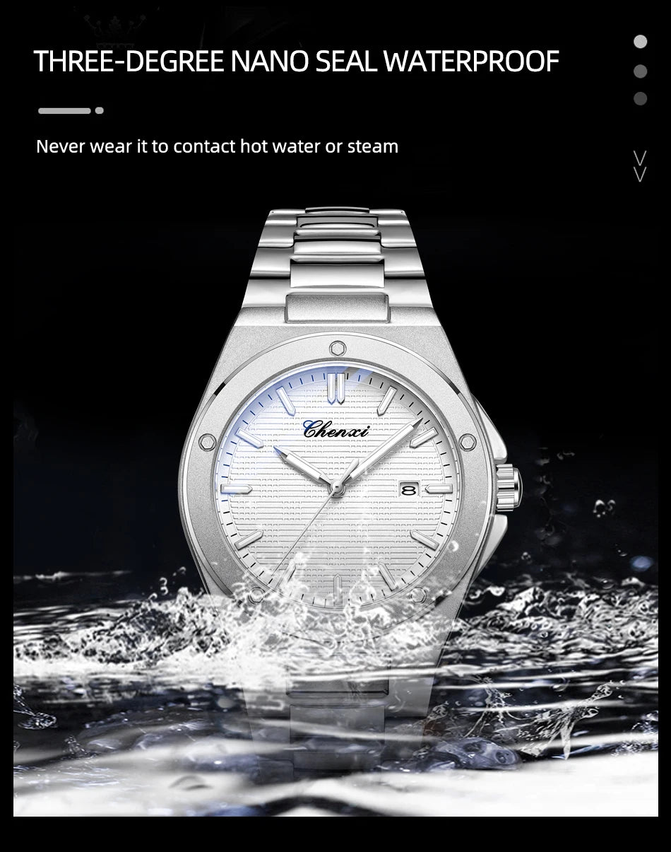 CHENXI New in Men's Watches Classic Fashion Quartz Wristwatches Simple Luminous Date Calendar Display Water-Resistant Man Watch