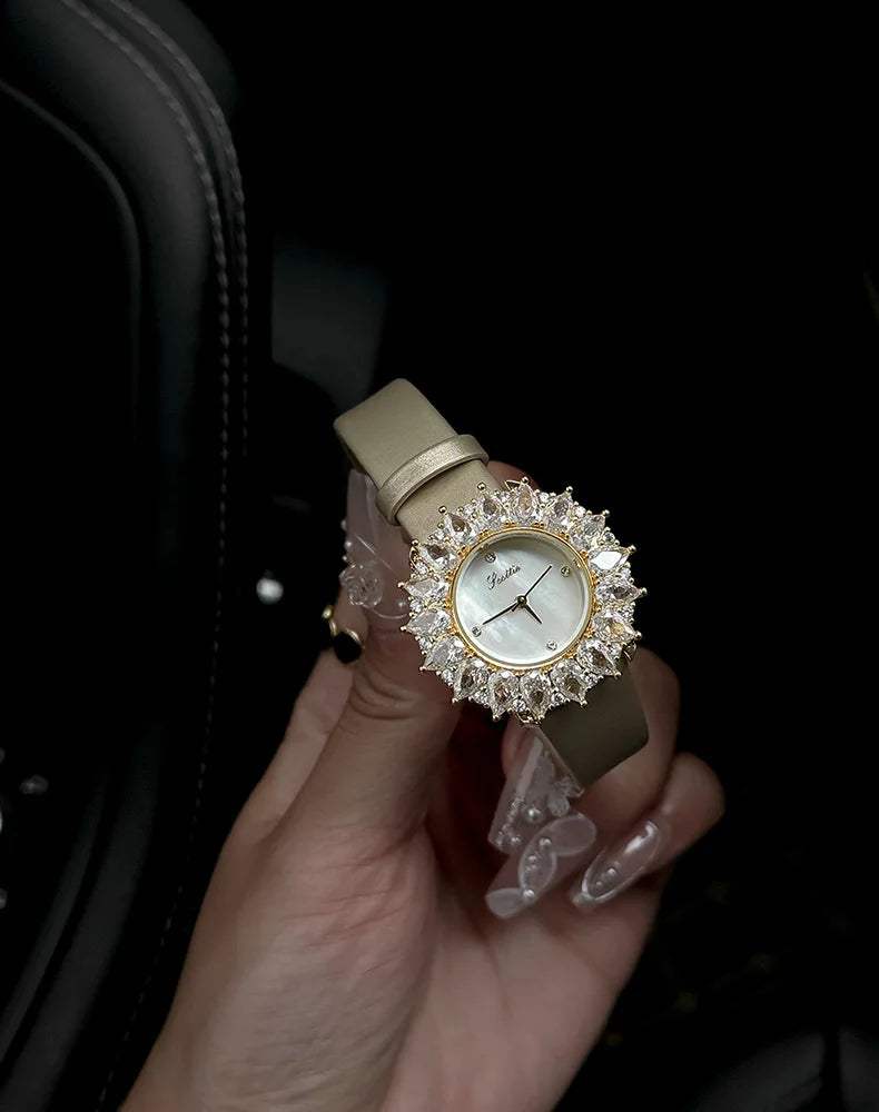 Women Watches for Girls Wrist Quartz Watch Sliver Gold Flower Diamond Orologio Ladies Vintage Wristwatch Stainless Steel Clock