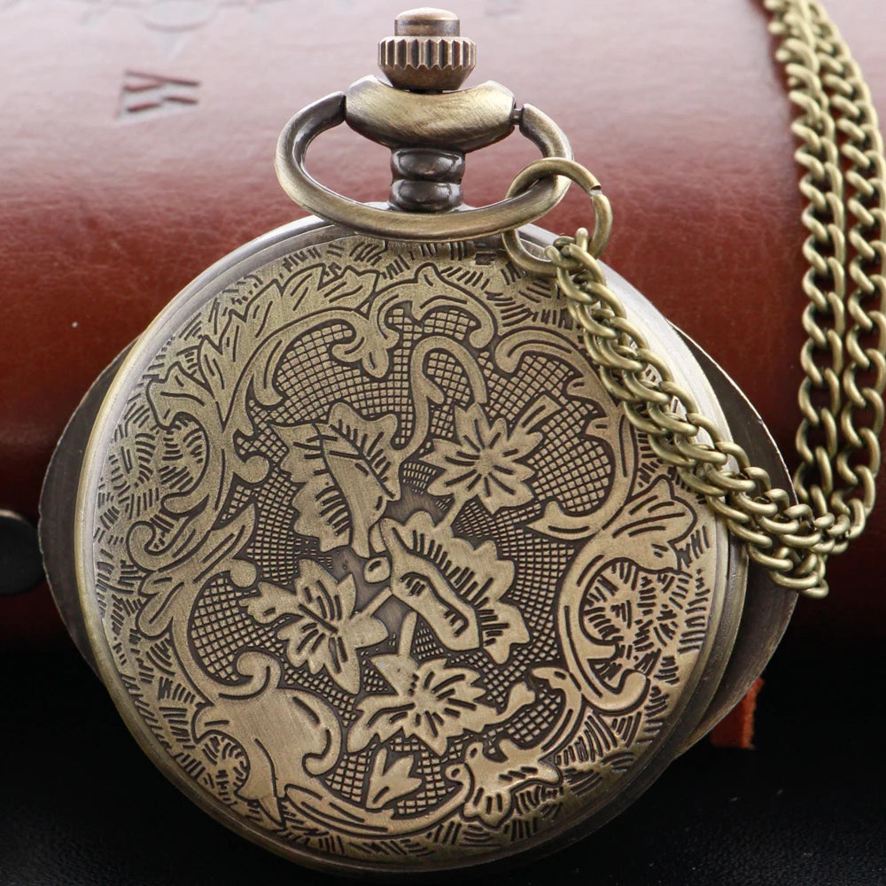 Vintage Bronze Eye Round Case Shape Quartz Pocket Watch Jewelry Pendant Necklace Chain Gifts for Men Women