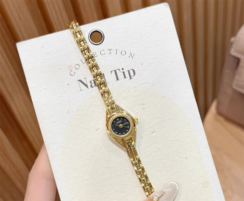 GEDI Ladies Small Watches Temperament Round Dial Quartz Retro Watch Luxury Waterproof Fashionable Wristwatch Gifts for Woman