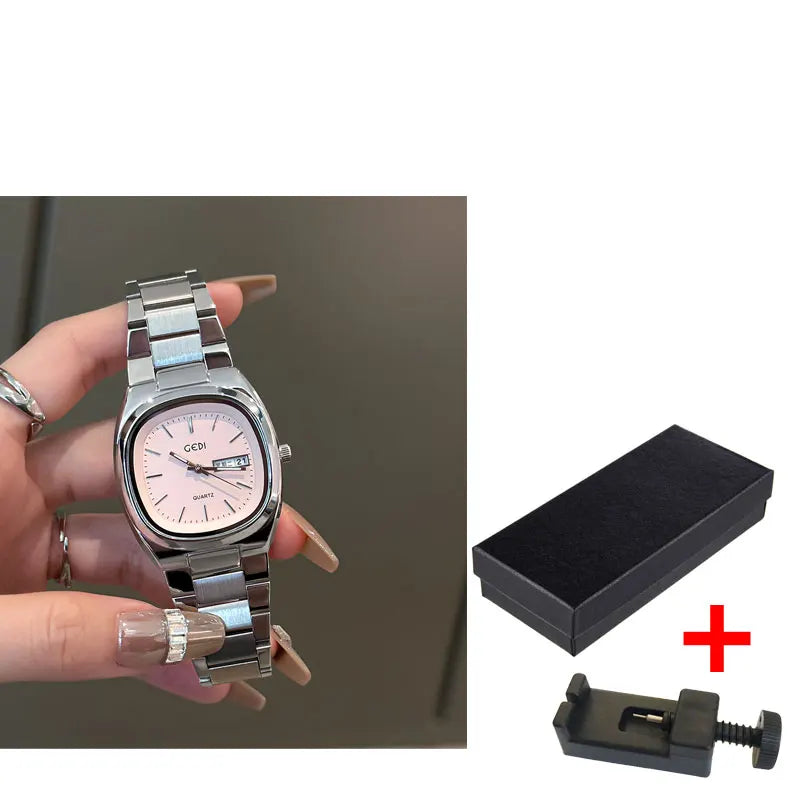 High Quality Women's Watch Minimalist Small Square Plate Bracelet Women's Watch Brown Quartz Waterproof Clock for Wife's Gift