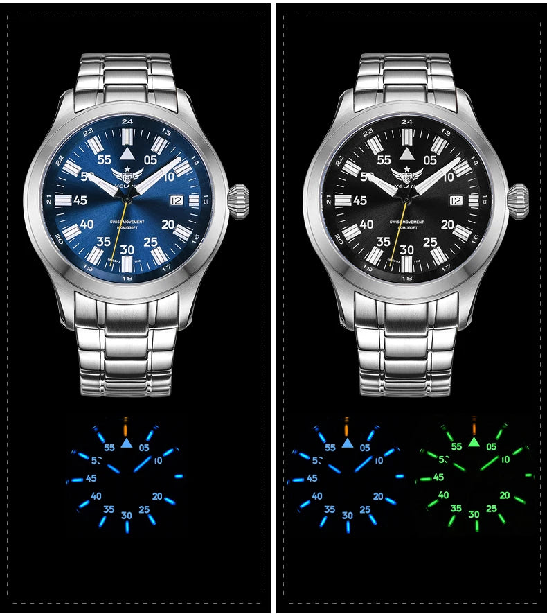 YELANG V1021S Men Quartz Watch 42mm Swiss Ronda  Movement 10-year battery life T100 Luminous 100m Waterproof Men's Diving Watch