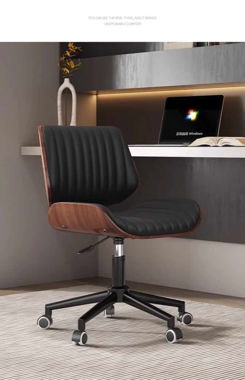 Italian Solid Wood Computer Chair, Light Luxury Office Chair, Desk Chair, Genuine Leather Material, High Quality, Designer Style