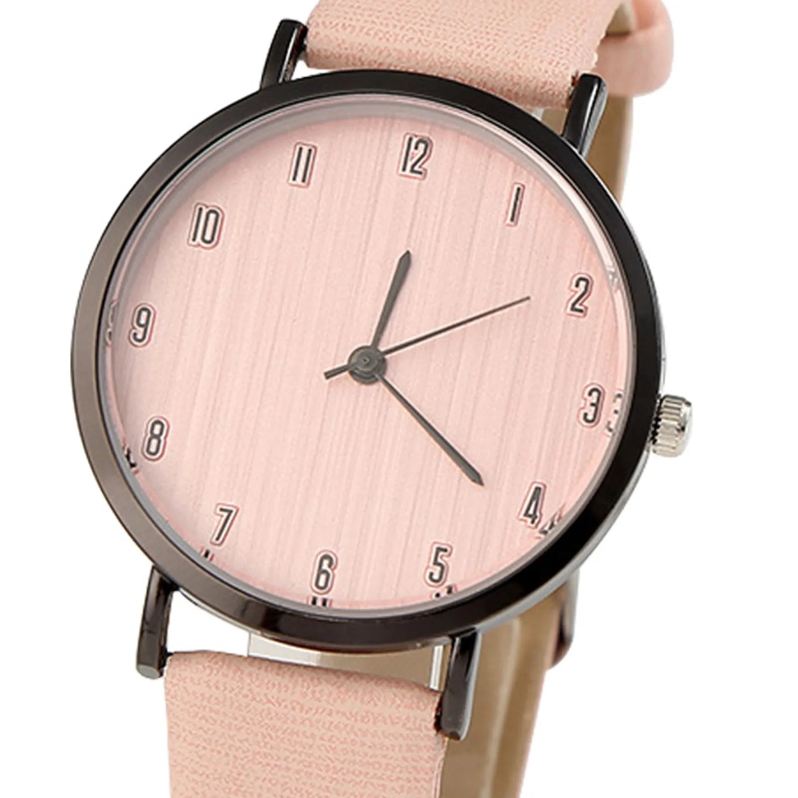 Quartz Wrist Watch for Women Simple Classic Design Wood Pattern Dial Precise Movement Stylish Strap Fashionable Everyday