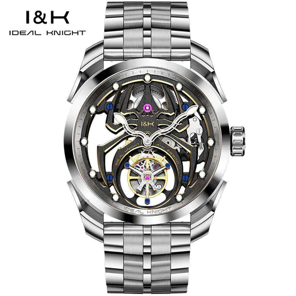 IDEAL KNIGHT 6802 Tourbillon Watch For Men Transparent Skeleton Mechanical Wristwatch Man Luxury Top Brand Limited Edition Watch